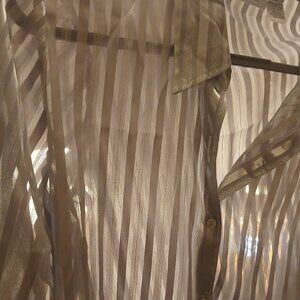 Jaclyn Smith Women Gray Silver Metallic Semi Sheer Blouse Size XL - never worn